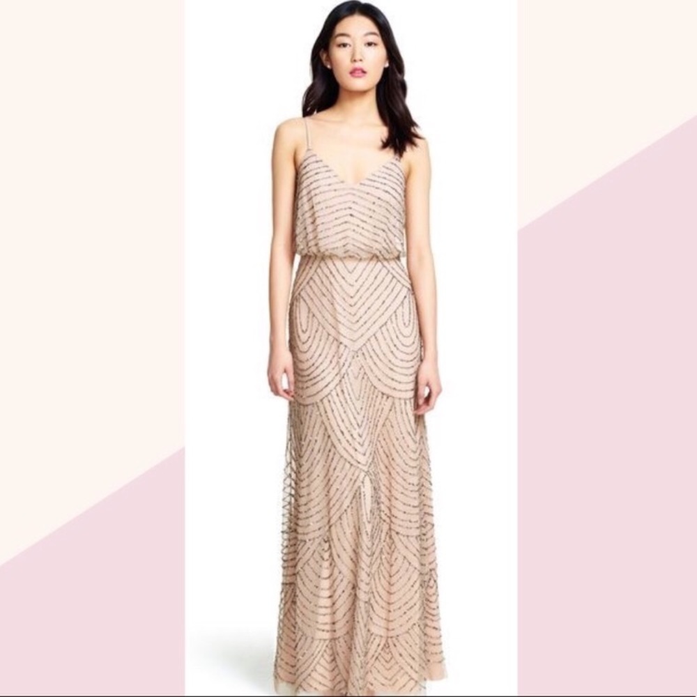 Adrianna Papell beaded blush gown